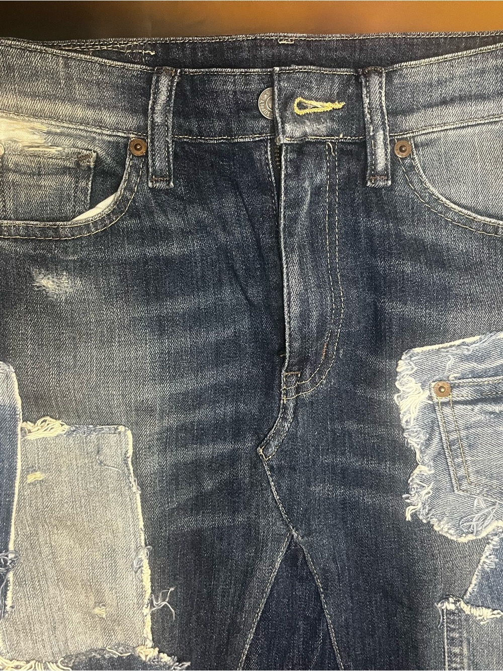 Ralph Lauren Denim & Supply Distressed Patchwork Maxi Denim Skirt Size 25 Rare - Picture 4 of 8